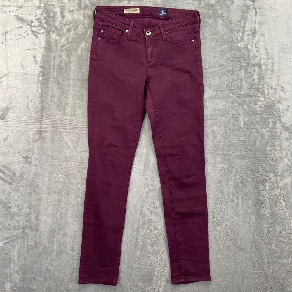 AG Adriano Goldschmied Women's Stevie Ankle Slim Straight Jeans 24R Maroon‎ Red